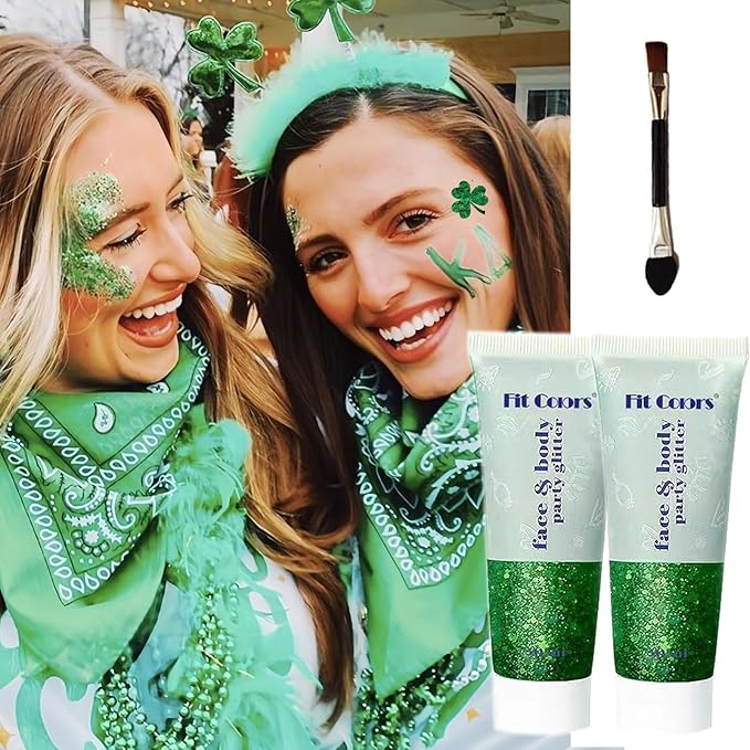 Body Glitter Face Glitter Gel: Singer Concerts Disco Festival Rave Accessories Face Glitter Makeup 150ml Chunky Sequins Mermaid Face Body Hair Glitter Gel (2 Green)