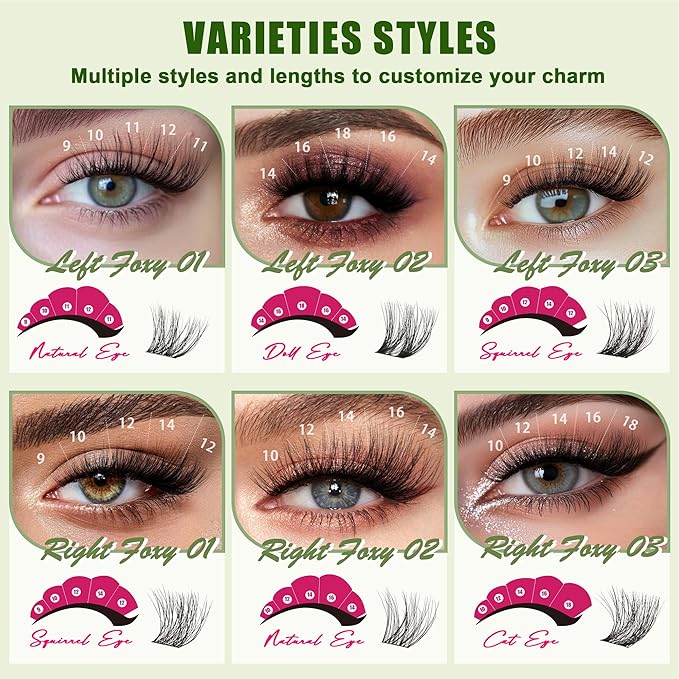 Lash Clusters - 0.05mm Wispy Fluffy Eyelash Clusters Natural lash extentions Biodegradable Volunm cluster eyelash extensions individual lashesLightweight Eyelashes for beginner DIY at Home