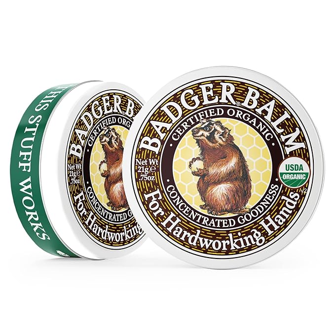 Badger Healing Balm, Hard Working Hands Cream, Organic Hand Cream for Dry Cracked Hands, Long Lasting Hand Moisturizer/Dry Hands Treatment, .75 oz Tin