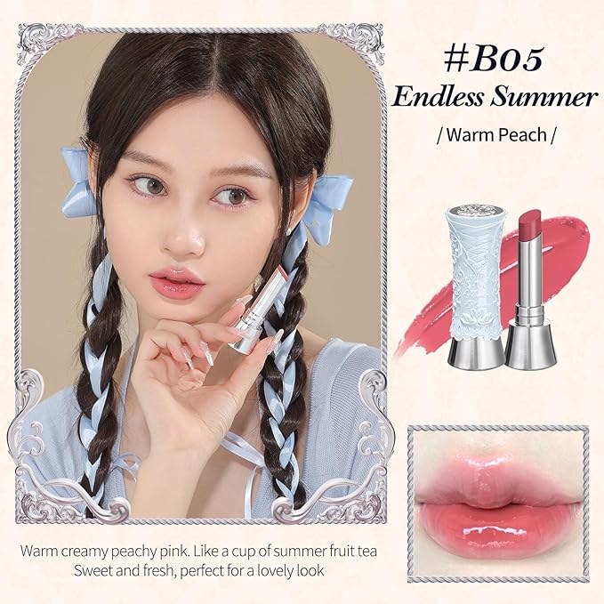 Flower Knows Violet Strawberry Rococo Glitter Lip Gloss G02 Rasberry Booze+Swan Ballet Shine Solid Lip Gloss Stick B05 Endless Summer