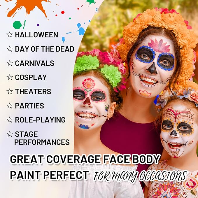 Devil Red Water Based Face Body Paint, 2.37 OZ Large Tube Full Coverage Face Paint for Cosplay Joker Vampire Spiderman, Washable Red Body Painting Cream for Adult Carnival Halloween SFX Makeup