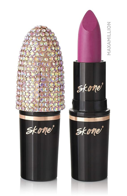 Skone Cosmetics Charm Collection Luxe Hydrating Lipstick - Vegan Formula Infused with Vitamin E - Long-Lasting, Lightweight Balm - Maxamillion Merlot Color - Nourishing, Smooth Finish