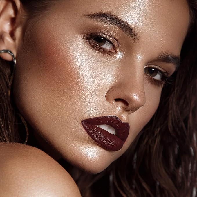 ilembane Drak Brown Matte Liquid Lipstick Stay Long Lasting, Highly Pigmented Rich Lip Colors, Smudge-Proof, Waterproof, Transfer-Resistant（Chocolate）