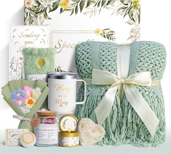 Valentines Day Gifts for Her Women Girlfriend Wife Daughter, 11 Pcs Birthday Gifts for Women Mom Her Best Friend Sister Grandma, Self Care Gift Get well Relaxing Spa Thank you Sympathy Gift Basket Set