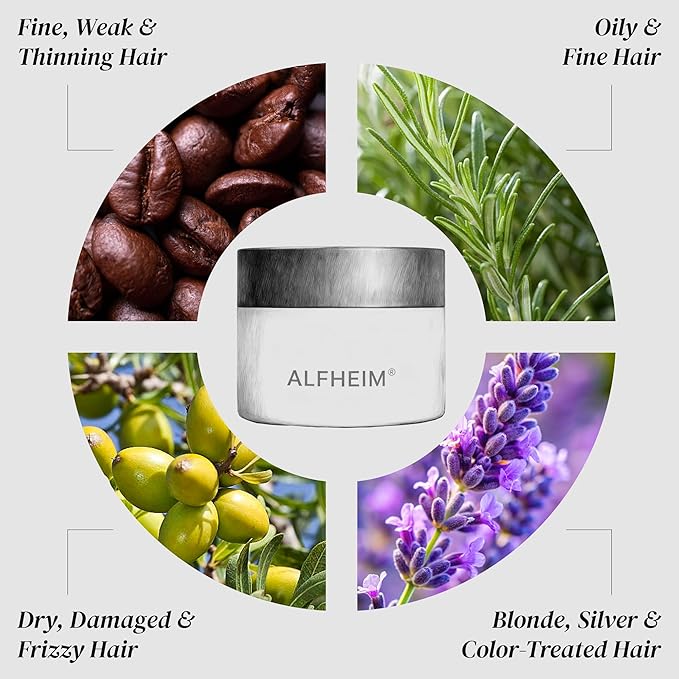 ALFHEIM Lavender+ Purple Hair Mask for Blonde, Silver & Color-Treated Hair – Deep Repair & Tone Correction – Restores Softness & Shine – with Quinoa Extract & Vitamin E – 8.45 oz / 250 ml