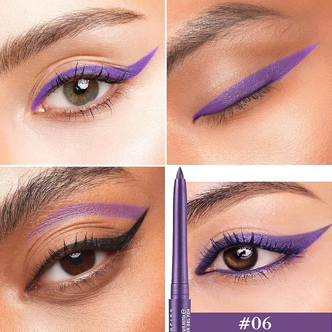 Waterproof Smudge-Proof Cream Eyeliner Set, Quick-Drying Smooth-Glide, 12 Versatile Shades Available, Beginner-Approved, Long-Lasting, Safe for Sensitive Eyes & All Skin Types #06