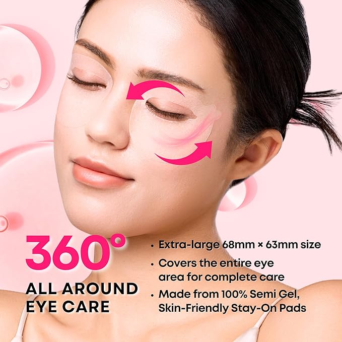 SOMISOME 360° Collagen Eye Masks – Korean Under Eye Patches with Bakuchiol Retinol, Fine Lines & Wrinkle Care, Dark Circle Treatment, 50 Masks