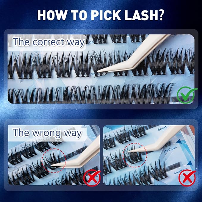 Self Adhesive Eyelashes Clusters Natural Look Wispy Press On Lash Clusters Pre Glued Eyelash Clusters Reusable No Glue Needed Lash Extensions