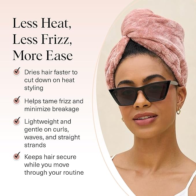 Kitsch XL Microfiber Hair Towel Wrap for Women - Microfiber Towel, Super Absorbent, Quick Dry, Anti-Frizz - for Long & Short Hairs, Turbans for Women