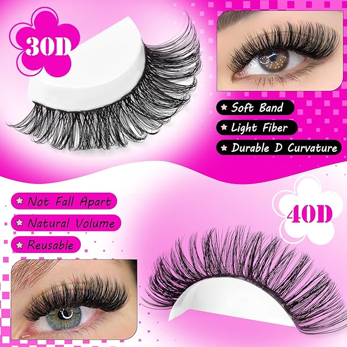 Calphdiar Natural Lash Clusters 30D+40D Eyelash Clusters 8-16mm Cluster Eyelash Extensions Wispy Lashes Clusters 240Pcs Individual Lashes DIY Lash Extension for Beginners