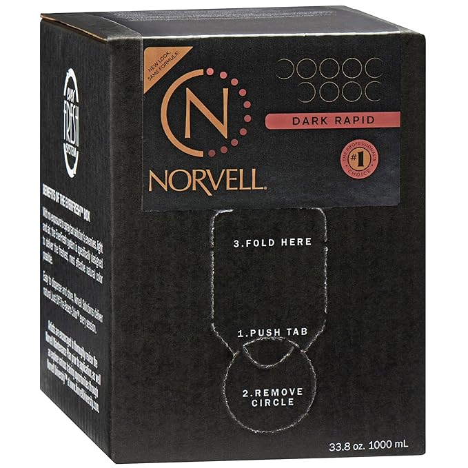 Norvell Premium Spray Tan Solution Dark Rapid 1 liter – Professional Sunless Tanning Formula for Fast Natural Bronze Glow, Streak Free, Long Lasting Color