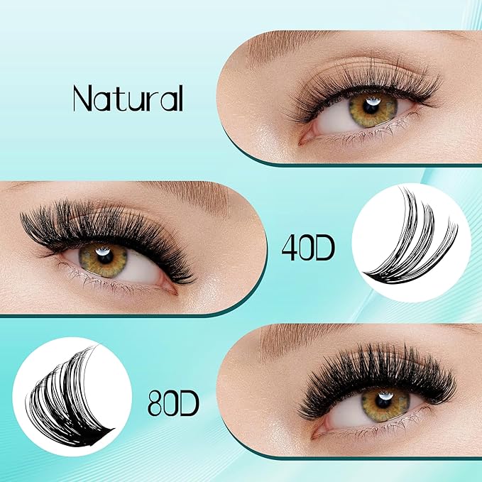 GEMERRY Fluffy Lash Extension Kit Thick Lash Clusters Kit Eyelash Clusters 280Pcs D Curl Eyelash Extension Kit With Lash Bond and Seal, Lash Tweezers, DIY Lash Extension(100P-10-18mm)