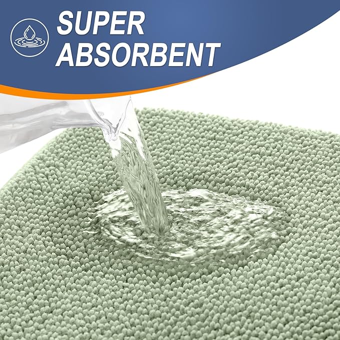 OLANLY Toilet Rugs U-Shaped 24x20, Extra Soft Absorbent Thick Memory Foam Contour Bathroom Rugs, Dry Quickly, Machine Washable, Non-Slip Toilet Bath Mat, Home Decor Accessories, Sage Green