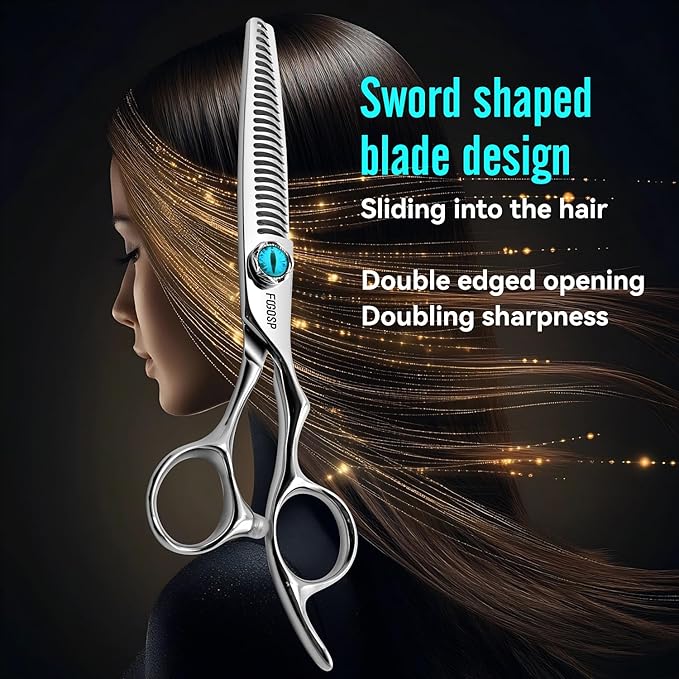 Thinning Shears for Hair Cutting Extremely Sharp Offset Design Using VG10 Stainless Steel for Barbers & Salon Stylists Smooth Motion Fine Craftsmanship Barber Scissors (Blending Shears)