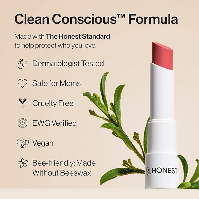 Honest Beauty Moisturizing Vegan Tinted Lip Balm, Antioxidant-Rich, Acai Extracts Avocado Oil, Paraben and Cruelty-Free, Plum Drop