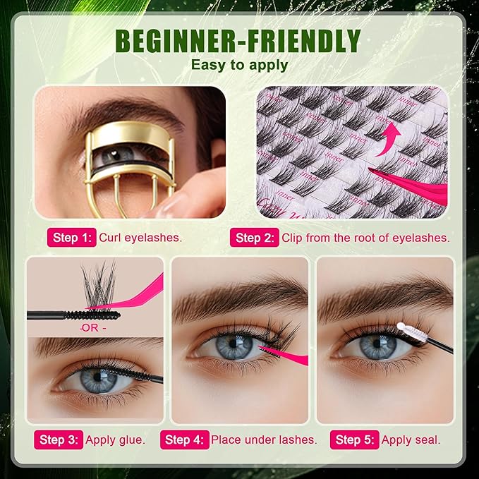 Lash Clusters - 0.05mm Wispy Natural Eyelash Clusters Fluffy Biodegradable Cruelty Free Eyelashes Lightweight Reusable Lash Separate Left & Right Sets - Perfect for Beginners DIY at Home