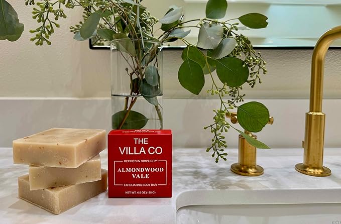 The Villa Co - Almondwood Vale | 4.5oz Exfoliating Body Bar for Women & Men | Artisan Made in USA | Natural Ingredients