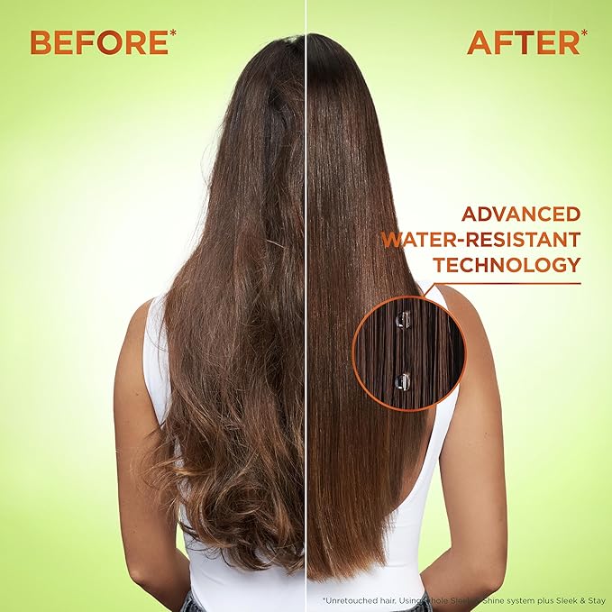 Garnier Fructis Sleek & Shine Shampoo, Conditioner + Leave-In Conditioer Set for Frizzy, Dry Hair, Plant Keratin + Argan Oil (3 Items), 1 Kit (Packaging May Vary)