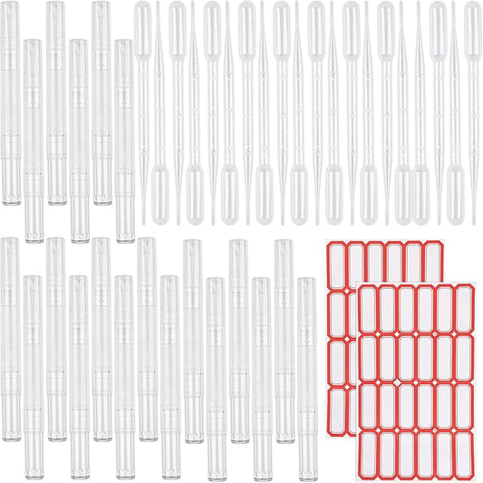 Framendino, 20 Pack Cuticle Oil Pens Empty Transparent Twist Pens with Brush Tip Liquid Tube Stickers