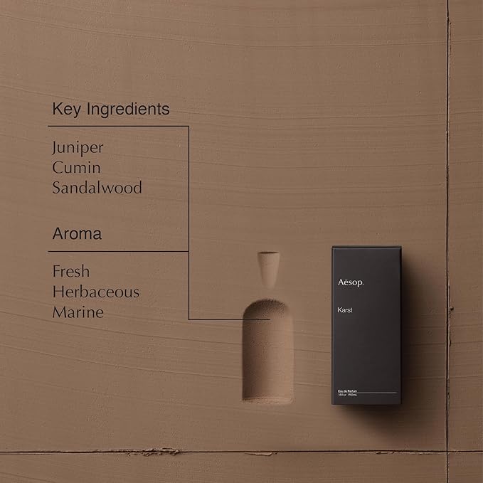 Aesop Karst Eau de Parfum – Fresh, Herbaceous Marine Fragrance with Juniper, Rosemary, and Vetiver | 1.6 oz
