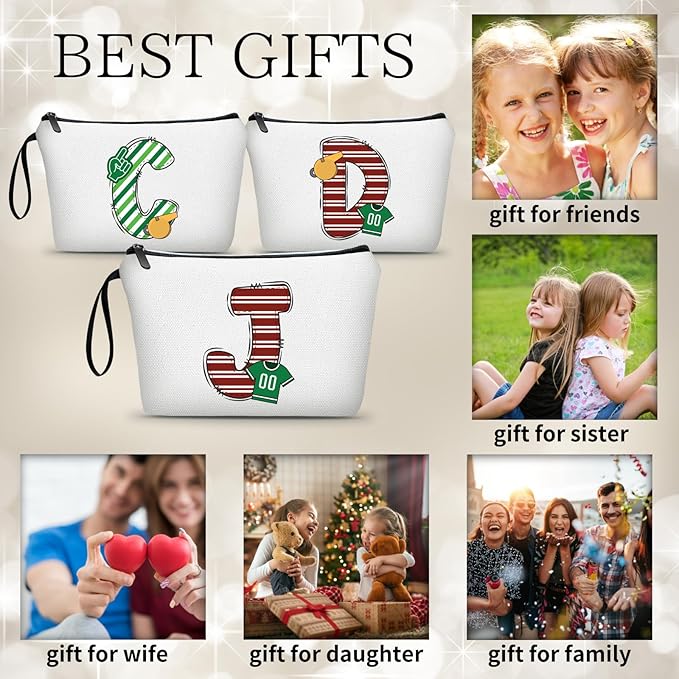 ARIOSEY Football Initial Birthday Graduation Gifts Cosmetic Travel Toiletry Bags Football Accessories Party Favors for Women Girls Daughter Niece Team Coach Friends -J