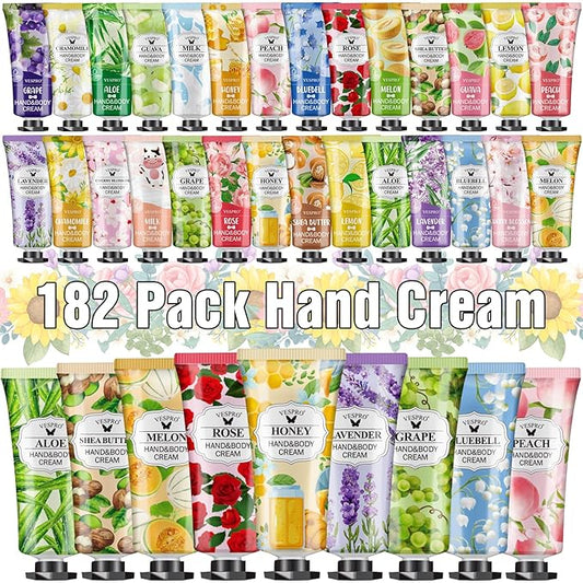 182 Pack Hand Cream Set, Mothers Day Gifts, Hand Lotion for Valentines Day Gifts, Thank You Gifts, Bridesmaid Gifts, Birthday Gifts and Small Gifts, Hand Lotion Travel Size for Dry Cracked Hands