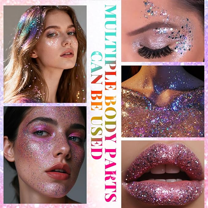 Mardi Gras Face and Body Glitter Stick for Sparkling Makeup, Hair Glitter Accessories for Women, Highlighting Stick for Fairy Dust, Cheerful Face Glitter for Festive Parties and Carnivals