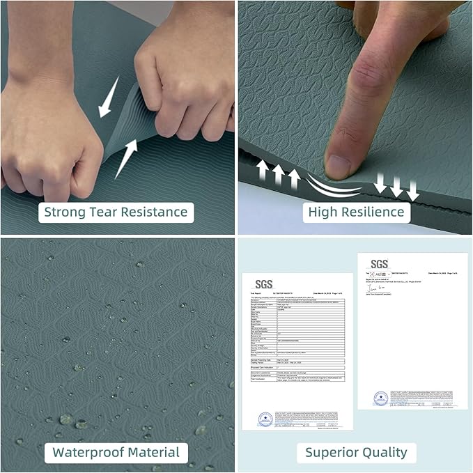 Large Yoga Mat, 72" x 36" x 2/5"（10MM） Thick Non-Slip Exercise Mat, SGS-Certified POE Material, Ideal for Home Gym, Yoga, Pilates, Fitness Workouts & Floor Mat