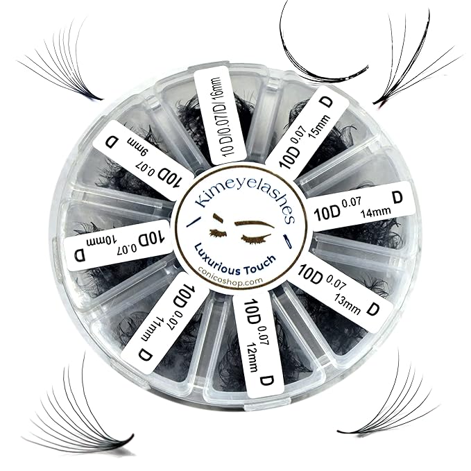 1000 Premade volume fans Mixed lengths 9-16mm loose Fans C, D Curl. Handmade eyelash extensions supplies Russian volume lash Wispy promade fan 4D 5D 6D 7D 8D 9D 10D (7D 0.07 - Curl C)