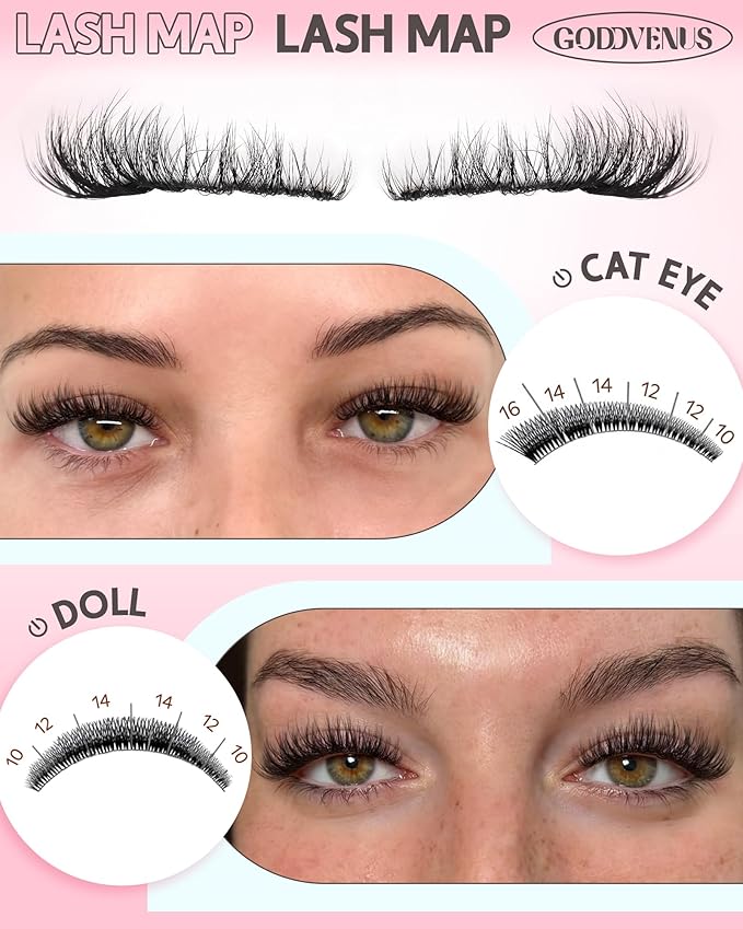 Wispy Lash Clusters Natural Eyelashes Cluster Fluffy Lashes Clusters CD Curl Cluster Eyelash Extensions DIY Individual Lashes Extension (10-16mm 132pcs)
