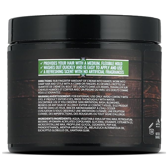 Men’s Fiber Hair Cream - Classic Hair Styling Product with Medium Hold & Shine for Modern and Classic Hairstyles - No Artificial Fragrance - For All Hair Types - Easy to Wash Out - 4 oz