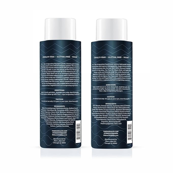 Oars + Alps Men's Sulfate Free Hair Shampoo for Men & Women, Shampoo for Hair Infused with Witch Hazel and Tea Tree Oil, Nourishing & Moisturizing, Paraben & Sulfate Free, Alpine Tea Tree, 13.5oz