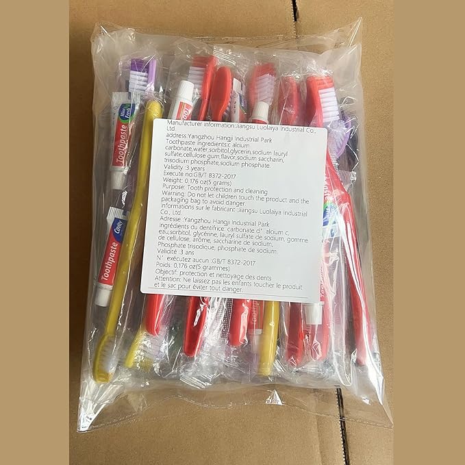 20pcs Disposable Toothbrushes with Toothpaste,Single Use Toothbrush with Toothpaste Individually Wrapped Disposable Travel Toothbrushes Kit Bulk for Homeless,Hotel,Guests(5 Colors)