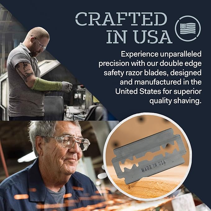 Made in USA Double Edge Razor Blades (50-Pack) – Stainless Steel, Smooth & Sharp | Fits All DE Safety Razors | Battle Brothers