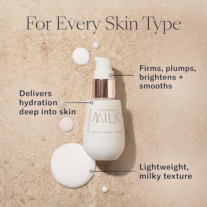 Josie Maran Pure Argan Milk Intensive Hydrating Treament & Triple Hydroxy Resurfacing Liquid Skin Care Set - Anti Aging Face Serum with Argan Oil & Exfoliating Toner with Gylcolic Acid (2 Pieces)