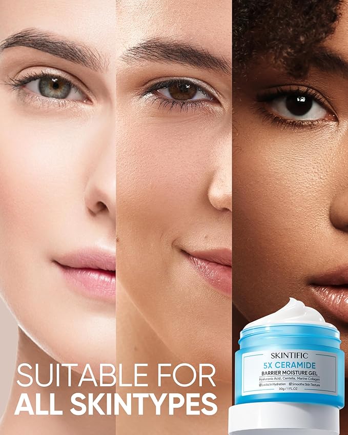 SKINTIFIC Face Moisturizer with 5X Ceramides, Hydrating Moisture Barrier Repair Cream for Oil/Dry Skin Types, Hyaluronic Acid & Centella, Daily Facial Moisturizer, Non-Comedogenic 30 g / 1 fl. oz.