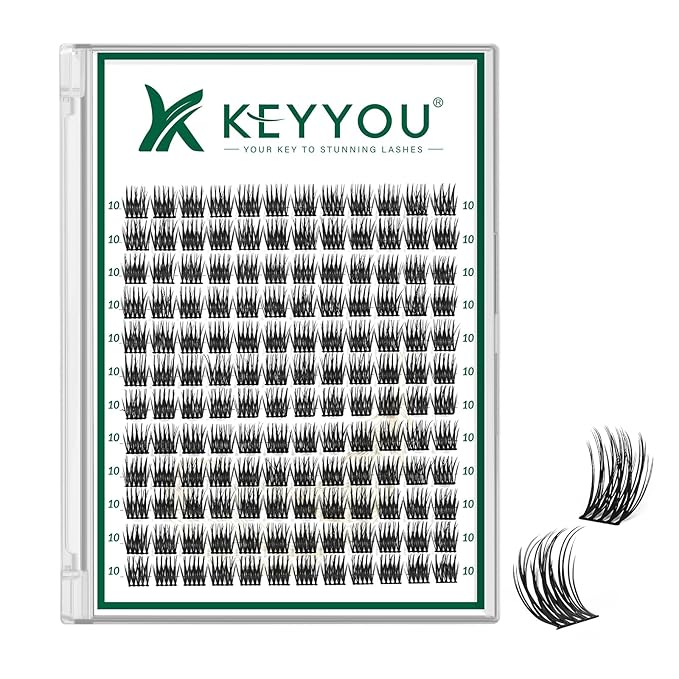 Lash Clusters 144pcs Individual Lashes D Curl 10mm Eyelash Clusters KEYYOU Air Touch Cluster Lashes Super Lightweight Soft Wispy Comfortable DIY at Home(Air03-D-10mm)