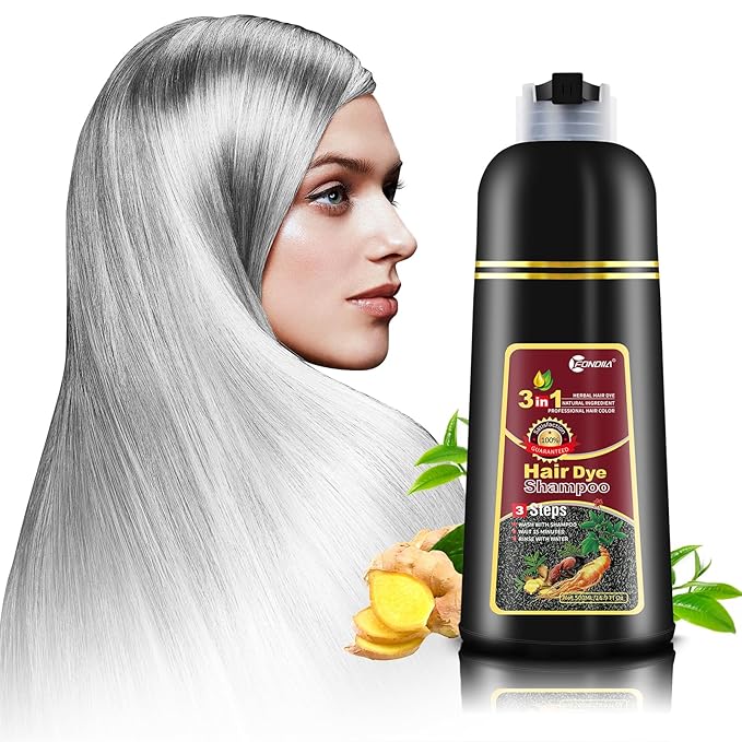 leorx Hair Dye shampoo, 3 In 1 Silver Color Shampoo Dye For Refresh Hair Instant Herbal Coloring For Women&Men - Tintes Para El Cabello Profesional
