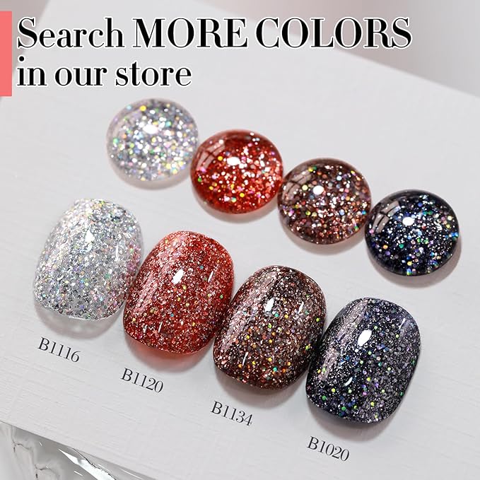 Double Rhythm 15ML Glitter Gel Polish Shimmer Reflective Holographic Color Magnetic for Nail Art Salon DIY at Home (B1134)