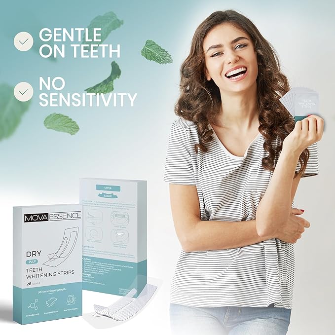 Teeth Whitening Strips - Dry Pap - 14 Treatments (28 Strips) - Enamel Safe - Fast Effective Brighter White Teeth - 30-Minute Treatment