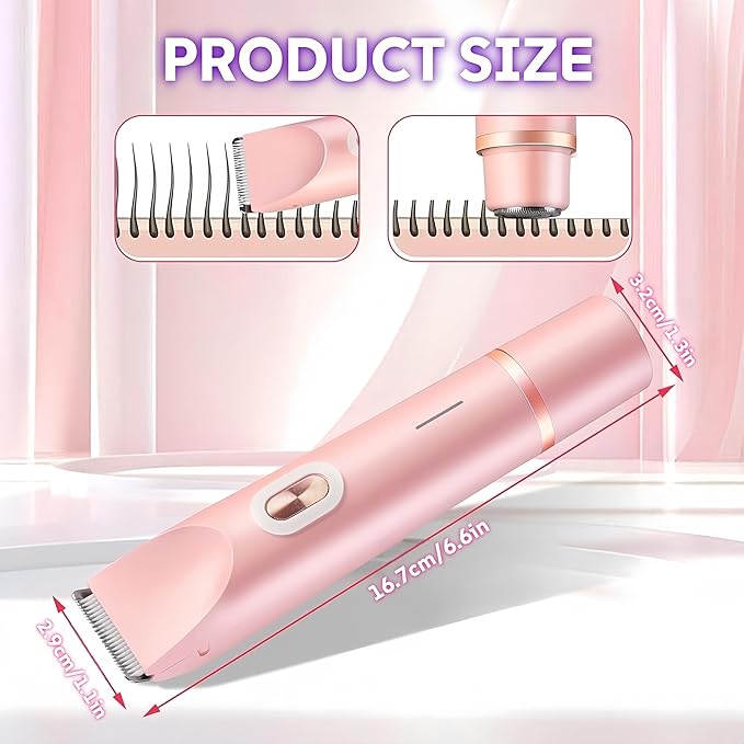 2025 New Glow Aura Bikini Shaver,2 in 1 Electric Shaver Dual Head Bikini Trimmer for Women, IPX67 Waterproof Wet & Dry Use Electric Razors for Women Pubic Hair,Underarms,Legs,Arms,Face (Pink)