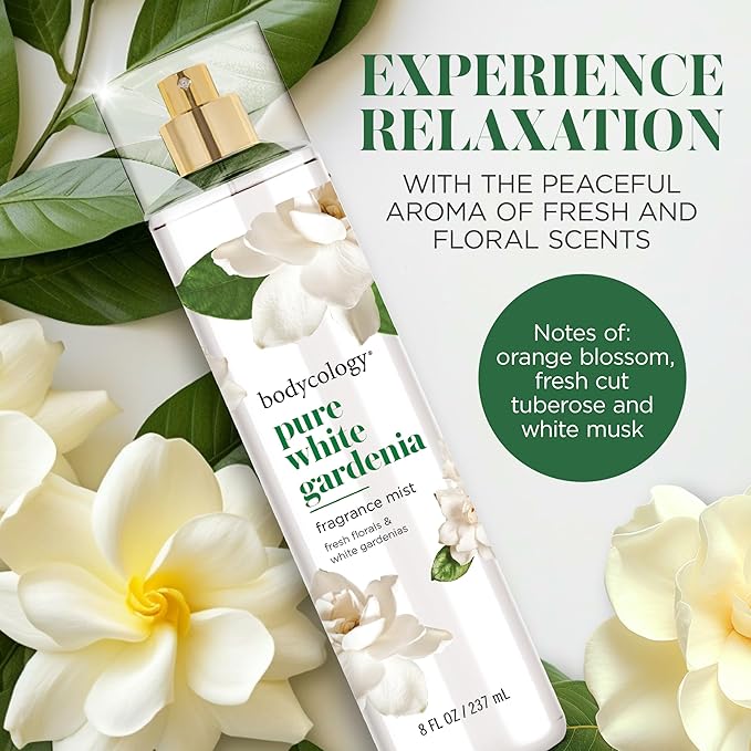 Bodycology Long-Lasting Fragrance Body Mist, Pure White Gardenia, 8 fl oz
