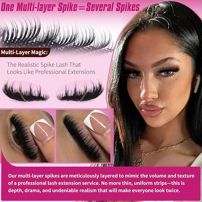EYDEVRO Volume Lash Clusters with Spikes Eyelash Clusters with Bottom Lashes Look Like Lash Extensions 12-22mm Fluffy 200D Cluster Lashes 16-26mm Spikes Individual Lashes 5-6mm Bottom Lash Clusters