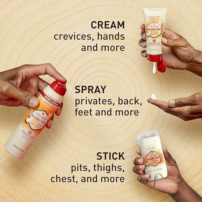 Old Spice Whole Body Deodorant Stick for Men, Aluminum Free, Vanilla + Shea Scent, 24/7 Odor Protection, 24/7 Lasting Freshness, Dermatologist Tested, Gentle on Skin, Safe to Use All Over, 3.0 oz