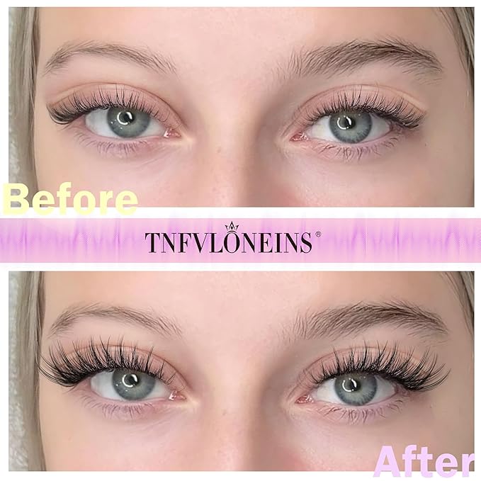 Natural Lash Clusters Kit Natural Eyelash Clusters C Curl Lash Extension Kit 8-16mm Eyelash Extension Kit DIY Individual Lashes Cluster Eyelash Extensions with Lash Remover by TNFVLONEINS