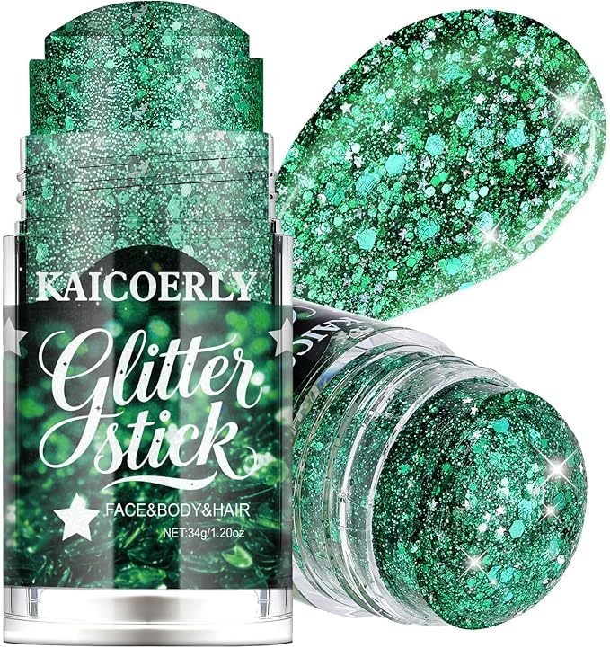 St Patrick's Day Outfit Body Glitter Gel, Green Body Glitter for Face Body Hair, Chameleon Color Changing Glitter Gel for Rave Party Mermaid Sequins Festival Accessories Shimmer Makeup #7