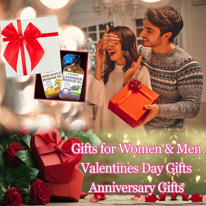 Valentines Day Gifts for Him Her,Gift for Women Men,Massage Oil for Massage Therapy,Lymphatic Drainage-Ginger Oil Sore Muscle Arnica Oil &Lavender Oil Relaxing Massage Oils for Date Night,Massage Ball