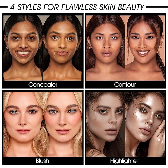 12 Colors Cream [Blush Contour Concealer Highlighter] Makeup Palette for Cheeks - All in One Makeup Palette Kit with Brush, Long Wearing Waterproof Blendable Face Make Up Pallete (#05)