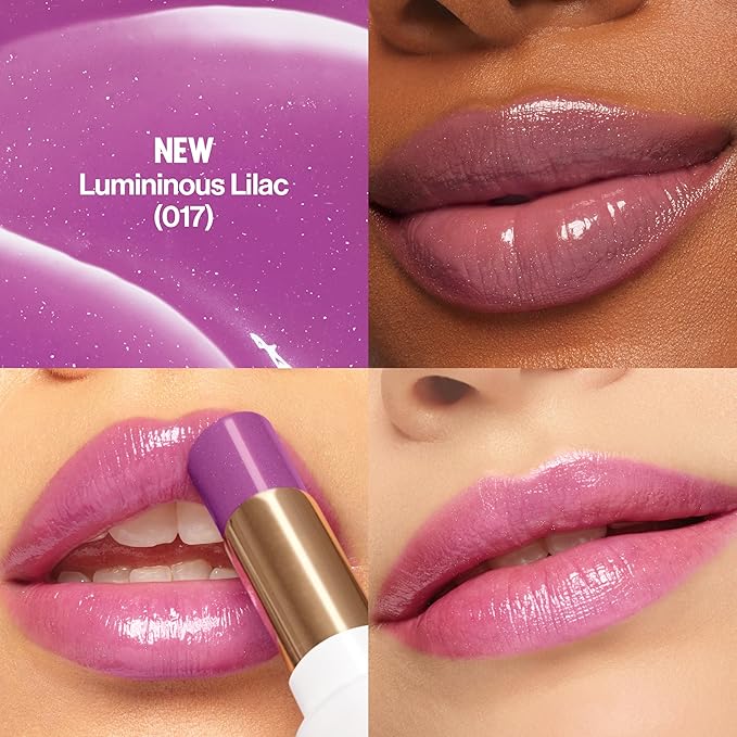 REVLON Super Lustrous Glass Shine Balm, Hydrating Tinted Lip Balm with Hyaluronic Acid, Aloe & Rose Quartz, Light-Medium Purple Lipstick, NEW Shade, 017 Luminous Lilac, 0.11 oz