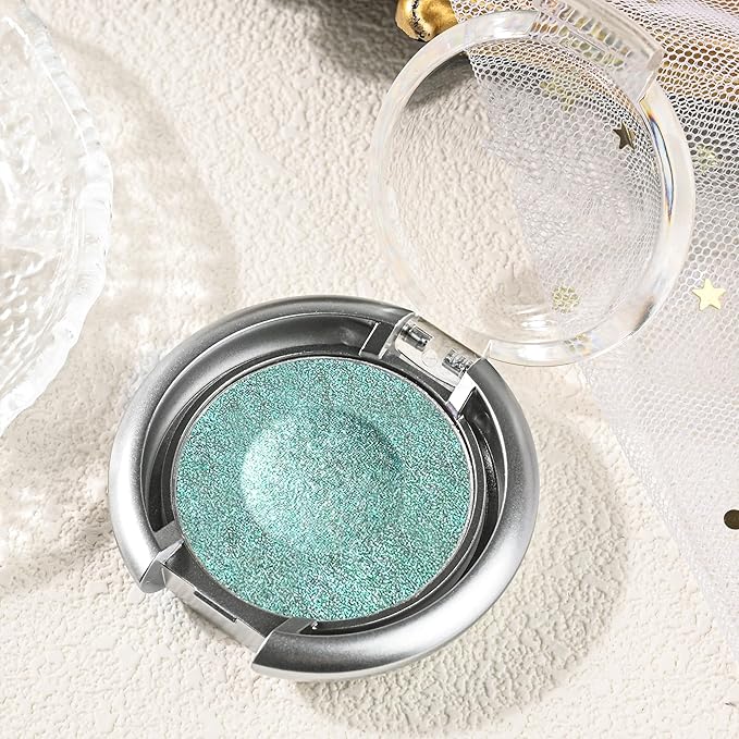 Glitter Eyeshadow,Multichrome Holographic Green Shimmer Eye Shadow,Chameleon High Pigmente Sparkly Shadows Palette，Iridescent Metallic Eye Highlighter，Makeup for Rave，LongWear,03#